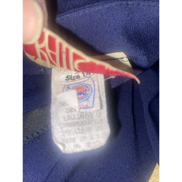 Vintage 80s Women’s Blue Two Piece Sheath Dress Blazer Set Size 14 Union Made - Picture 10 of 10